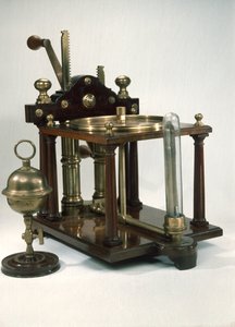 双管空气泵，马格德堡半球，c.1800 作者 英语学校