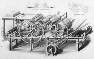 来自实用艺术与制造的Cyclopaedia的双圆筒印刷机，由Charles Tomlinson编辑，1880年代 作者 英语学校