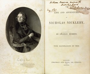 Double page spread with a portrait of Dickens, and a dedication by Dickens to William Harrison Ainsworth 作者 英语学校