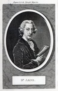 Arne博士，为“环球杂志”雕刻，1787年（雕刻）（bw照片） 作者 英语学校