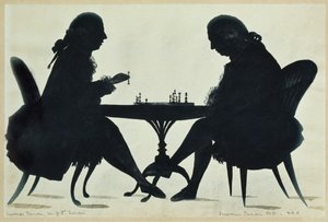 E. 达尔文博士与他的儿子下棋，约 1780 年（纸上水彩画） 作者 英语学校