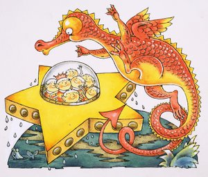 龙盘旋星形飞船 作者 英语学校