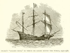 Drakes Golden Hind，他于1577年至1580年在世界各地航行 作者 英语学校
