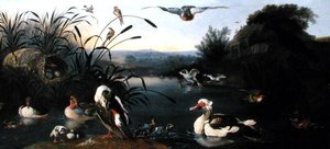 池塘上的鸭子（布面油画） 作者 英语学校