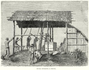 达雅克人建房子（雕刻） 作者 英语学校