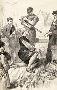 Edward Seymour在脚手架上等待执行，1865年（木版画） 作者 英语学校