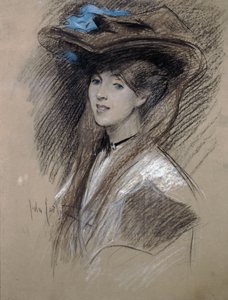 爱德华七世时代的女士（彩色粉笔在纸上） 作者 英语学校