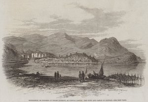 Eisteddfod，或威尔士文人大会，在康威城堡，康威镇和城堡（雕刻） 作者 英语学校