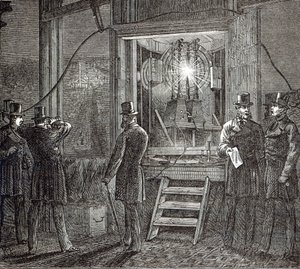 钟楼的电气设备，议会议院从被说明的伦敦新闻，1873年8月16日 作者 英语学校