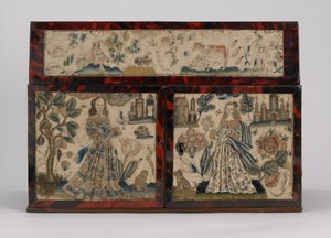 刺绣棺材，c.1660（丝绸，帆布，木头，玳瑁和银色坐骑）