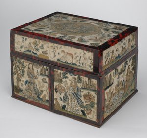 刺绣棺材，c.1660（丝绸，帆布，木头，玳瑁和银色坐骑）