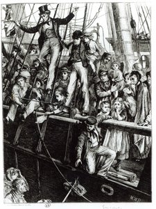 离开旧英格兰的移民，来自1869年12月18日的The Graphic杂志 作者 英语学校