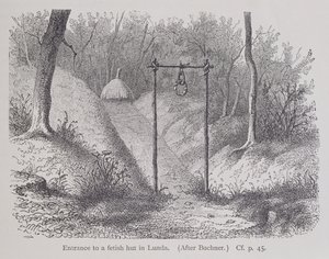 “人类的历史”第1卷，“人类的历史”中的一个迷信小屋的入口，由Friedrich Ratzel教授，1896年 作者 英语学校