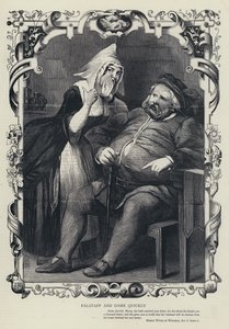法斯塔夫与奎克利夫人，《温莎的风流妻》，第二幕，第二场（雕刻） 作者 英语学校