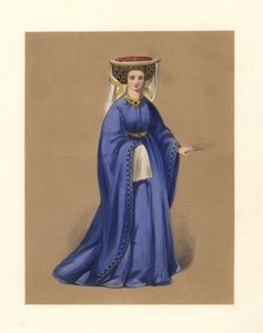 亨利四世和五世国王统治时期的时尚，插图来自“从威廉一世时代到维多利亚女王统治时期的英国女士服装” 作者 English School