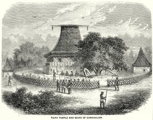 斐济神庙和食人场景（雕刻） 作者 英语学校