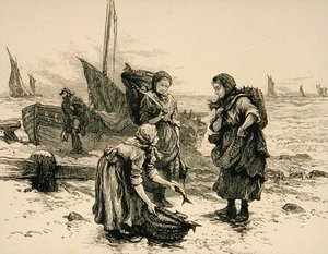 约1880年的女渔民，来自宗教小册子协会出版的《苏格兰图片》。 作者 英语学校