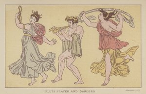 长笛手和舞蹈演员（彩色石版画） 作者 英语学校