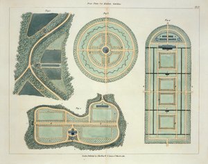 厨房花园的四个计划，由约翰克劳迪乌斯劳登（1783-1843）于1812年出版的关于花园和游乐场形成的提示 作者 英语学校