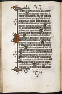 埃格顿 3277 号 MS，f.47v 边框细节中的狐狸和鹳，选自 "博洪诗篇"（牛皮纸）。 作者 英语学校