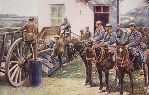 1914年至1919年，法国枪骑兵抵达一个村庄的前哨基地，为英国军队提供援助 作者 英语学校