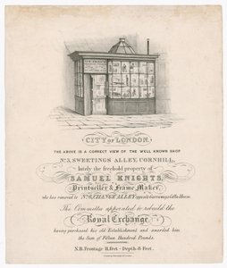 前面的3号，Sweetings Alley，Cornhill，最近Samuel Knights，Printseller和Frame Maker的财产 作者 英语学校