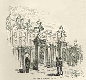 白金汉宫的正面图，来自&39;休闲时光&39;，1888年 作者 英语学校