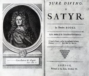 Jure Divino的正面和标题页：Daniel Defoe的萨特尔，出版于1706年 作者 英语学校