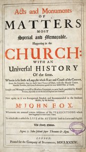来自约翰福克斯的使徒行传和纪念碑的第九版，酒吧。 1684 作者 英语学校