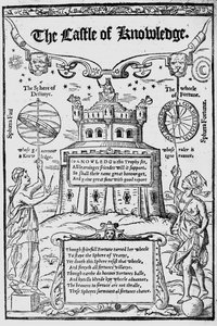 1556年Robert Recorde的知识城堡的正面 作者 英语学校