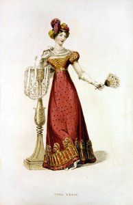 全套衣服，来自《阿克曼艺术宝库》的时装板（彩色雕刻）。 作者 英语学校