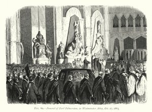 伯爵帕默斯顿的葬礼，威斯敏斯特教堂，1865 年 10 月 27 日（雕刻） 作者 英语学校
