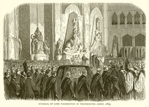 1865年在威斯敏斯特教堂的帕默斯顿勋爵的葬礼 作者 英语学校