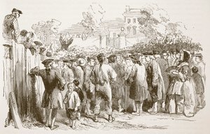 乔治怀特菲尔德讲道，插图来自卡塞尔斯画报英国历史（棕褐色照片） 作者 英语学校