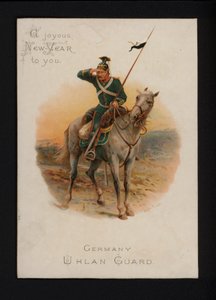 德国 uhlan，新年贺卡，19 世纪末或 20 世纪初（chromolitho） 作者 英语学校