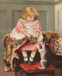 披着豹皮和家猫的女孩（chromolitho） 作者 英语学校