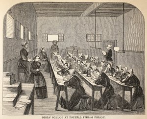 Tothill Fields监狱的女子学校，伦敦刑事监狱的插图和监狱生活的场景由Henry Mayhew和John Binny，酒吧。 1862年 作者 英语学校