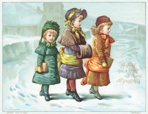 走在雪，圣诞卡的女孩 作者 英语学校