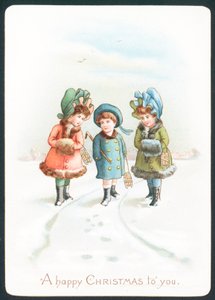 走在雪，圣诞卡的女孩 作者 英语学校