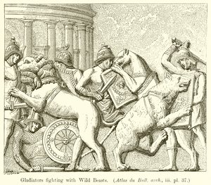 与野兽战斗的角斗士。 （Atlas du Bull.arch。，iii.pl.37） 作者 英语学校