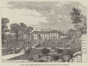Glossop 大厅，德比郡，诺福克公爵陛下的座位（雕刻） 作者 英语学校