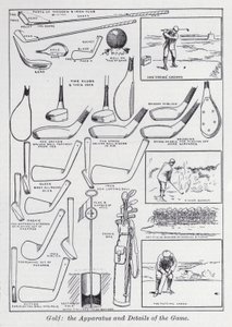 高尔夫，游戏的设备和细节（石版画） 作者 英语学校