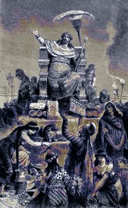 希腊堕落 - 葬礼上的克罗伊斯，来自世界图解史的插图，出版于1880年（数字增强图像） 作者 英语学校