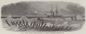 HMS“Alban”在 Serranilla Keys 营救美国双桅船的一部分船员（雕刻） 作者 英语学校