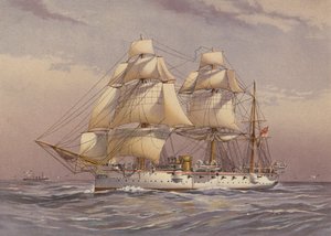 英国皇家海军 "卡利奥普 "号三级巡洋舰（彩色石版印刷） 作者 英语学校