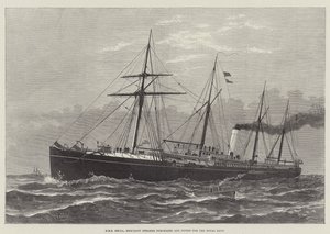 HMS Hecla，为皇家海军购买和装配的商船（雕刻）。 作者 英语学校