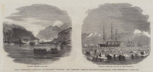 HMS“Termagant”护送炮艇“Grappler”和“Forward”通过麦哲伦海峡（雕刻） 作者 英语学校