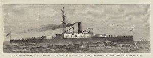 HMS "Trafalgar," the Largest Ironclad in the British Navy, launched at Portsmouth 20 September (engraving) 作者 英语学校