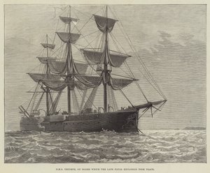 HMS Triumph，在船上发生了晚期致命爆炸（雕刻） 作者 英语学校