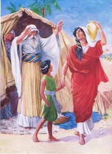 Hagar和Ishmael，来自Thomas Nelson出版的The Bible Picture Book，c.1950 作者 英语学校